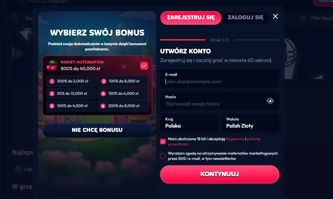 rejestracja i login w gambiva casino